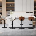 Barhocker 4er Set, H&ouml;henverstellbar, Drehbar, Kunstleder & Massivholz