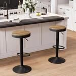 Barhocker 2er Set Schwarz Holz, H&ouml;henverstellbar, Schwenkbar, Mit Fu&szlig;st&uuml;tze