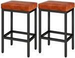 Barhocker 2er Set 66 Cm Karamell Braun Kunstleder Mit Metallgestell