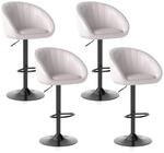 Barhocker 4er Set, H&ouml;henverstellbar, Mit Lehne Und Fu&szlig;st&uuml;tze, Beige