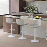 Barhocker 3er Set, H&ouml;henverstellbar, Drehbar, Kunstleder, Wei&szlig;