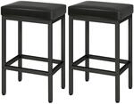 Barhocker 2er Set, 66 Cm, Schwarz, Leder-optik, Metallgestell