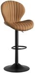 Barhocker 1er Set H&ouml;henverstellbar Mit Lehne, 360&deg; Drehbar, Stoff, Braun