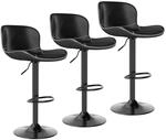 Barhocker 3er Set, H&ouml;henverstellbar, Drehbar, Kunstleder, Schwarz