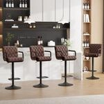Barhocker 4er Set, H&ouml;henverstellbar, Drehbar, Mit Armlehnen, Dunkelbraun