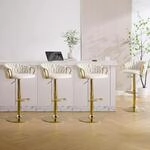 Barhocker 4er Set H&ouml;henverstellbar 360&deg; Drehbar Samt Geflochtene R&uuml;ckenlehne
