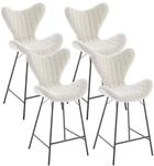 Barhocker 4er Set Chenille Mit Stepp-r&uuml;ckenlehne, Metallbeine, Oatmeal