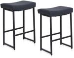 Barhocker 2er Set Mit Fu&szlig;st&uuml;tze, Pu-leder, Stabiler Metallrahmen, Schwarz