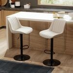 Barhocker 2er Set Drehbar & H&ouml;henverstellbar Mit Lehne, Pu-leder, Beige