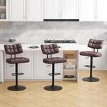 Barhocker H&ouml;henverstellbar, Drehbar, Mit Armlehnen & R&uuml;ckenlehne, 3er Set...