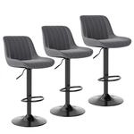 Barhocker 3er Set Drehbar & H&ouml;henverstellbar Mit Lehne, Pu-leder, Dunkelgrau