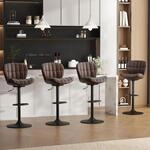 Barhocker 4er Set Braun, H&ouml;henverstellbar, Drehbar, Mit R&uuml;ckenlehne