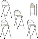 Klappbarer Barhocker 4er-set Mit R&uuml;ckenlehne, Sitzh&ouml;he 61cm, Holzoptik &...