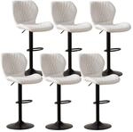 Barhocker 6er Set Mit Lehne, Drehbar & H&ouml;henverstellbar, Kunstleder Beige