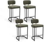 Barhocker 4er Set Mit R&uuml;ckenlehne, Pu-leder, Metallf&uuml;&szlig;e, Gr&uuml;n