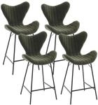 Barhocker 4er Set, Chenille K&uuml;chenhocker Mit Stepp-r&uuml;ckenlehne, Gr&uuml;n