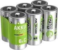 Akku C 2500mah Baby Nimh 1,2v &ndash; 1000x Wiederaufladbar (6 St&uuml;ck) - Ansmann