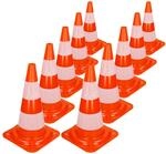 Ecd Germany - 10 St&uuml;ck Verkehrskegel Pylone 47 Cm, Orange-wei&szlig;, Verkehrsleitkegel