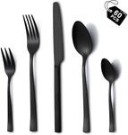 Besteckset 60 Teile F&uuml;r 12 Personen, Edelstahl Schwarz, Sp&uuml;lmaschinenfest