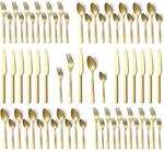 Besteckset 60 Teile Gold Matt F&uuml;r 12 Personen, Edelstahl, Sp&uuml;lmaschinenfest