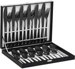 Besteckset Schwarz 24 Teile F&uuml;r 6 Personen Edelstahl 18/10 Poliert Geschenkbox