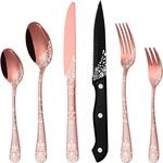 36-teiliges Besteckset Ros&eacute;gold F&uuml;r 6 Personen Mit Steakmessern, Edelstahl,