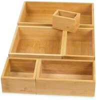 6er Set Bambus Schubladen Organizer Individuelle Boxen Inkl. Pads
