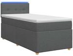Boxspringbett Mit Matratze Und Led Dunkelgrau 90 X 190 Cm Stoff Vidaxl