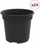 Vidaxl Round Flower Pot 24 Pcs Black &Oslash; 15 X 12 Cm Plastic
