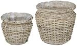 Blumentopfkorb Gendt 2 Stk. Nat&uuml;rliches Grau Kubu Rattan Vidaxl
