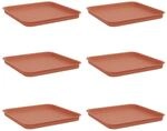 Vidaxl Square Flower Tray 6 Pcs Brick Red 32 X 32 X 2.5 Cm Plastic