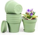 6er Set Blument&ouml;pfe Mit Untersetzer, 15,2cm, Robust, F&uuml;r Innen & Au&szlig;en