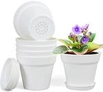 6er Set Blument&ouml;pfe Mit Untersetzer, 17.8cm, Wei&szlig;, Kunststoff, Mit...