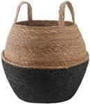 Vidaxl Plant Pot With Handles Black &Oslash; 32 X 32 Cm 100% Seagrass