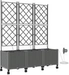 Vidaxl Garden Planter With Irrigation&wheels 3 Pcs Light Grey Pp