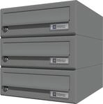 Ju - Hausbrieffachanlage 3-teilig, 300 X 330 X 380 Mm, Stahl Grau Ral 9007