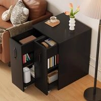 Schwarzer Rollcontainer Mit Ausziehbaren Seitenmodulen Aus Spanplatte 52 X 50 X 75 Cm