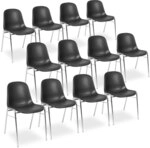 Brb 12 Kunststoffschalenst&uuml;hle, Schwarz, Verchromtes Untergestell, Bxtxh...