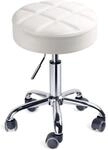 Drehhocker H&ouml;henverstellbar Mit Rollen, Wei&szlig;, &Oslash;35cm, Bis 110kg Belastbar