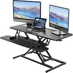 Schreibtischaufsatz H&ouml;henverstellbar 101x40cm Mit Tastaturablage, Schwarz