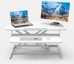 Steh-sitz Schreibtischaufsatz H&ouml;henverstellbar 80x40cm, Wei&szlig;, F&uuml;r 2 Monitore