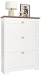 Schuhschrank Mit 3 Klappen, Ablageplatte Braun Und Runde Holzgriffe,...