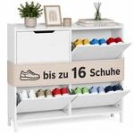 Relaxdays Schuhkipper, 4 F&auml;cher, 16 Schuhe, Hbt: 90 X 100 X 19 Cm, Schmaler
