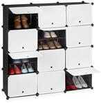 Relaxdays Schuhschrank, 24 F&auml;cher Mit T&uuml;ren, Regalsystem Modular, Kunststoff &