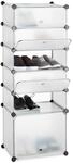 Relaxdays - Schuhregal Kunststoff, Regalsystem 6 F&auml;cher, Steckregal Mit T&uuml;r, 12