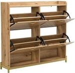 Schuhschrank Mit 4 Klappen Und Metallf&uuml;&szlig;en, Moderner Stil, Flur, Aus Mdf,