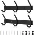 Hakenleiste Schwarz Matt 30cm Mit 3 Haken, Edelstahl, 2 St&uuml;ck