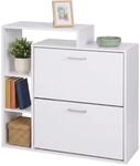 Relaxdays Schuhschrank, Hxbxt: 90 X 80 X 23,5 Cm, 2 Klappen, F&uuml;r 12 Paar, Offene