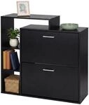 Relaxdays Schuhschrank, Hxbxt: 90 X 80 X 23,5 Cm, 2 Klappen, F&uuml;r 12 Paar, Offene