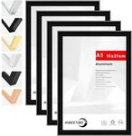 4x Bilderrahmen Din A5 14,8x21 Cm Schwarz Metall Dokumentenrahmen Aluminium